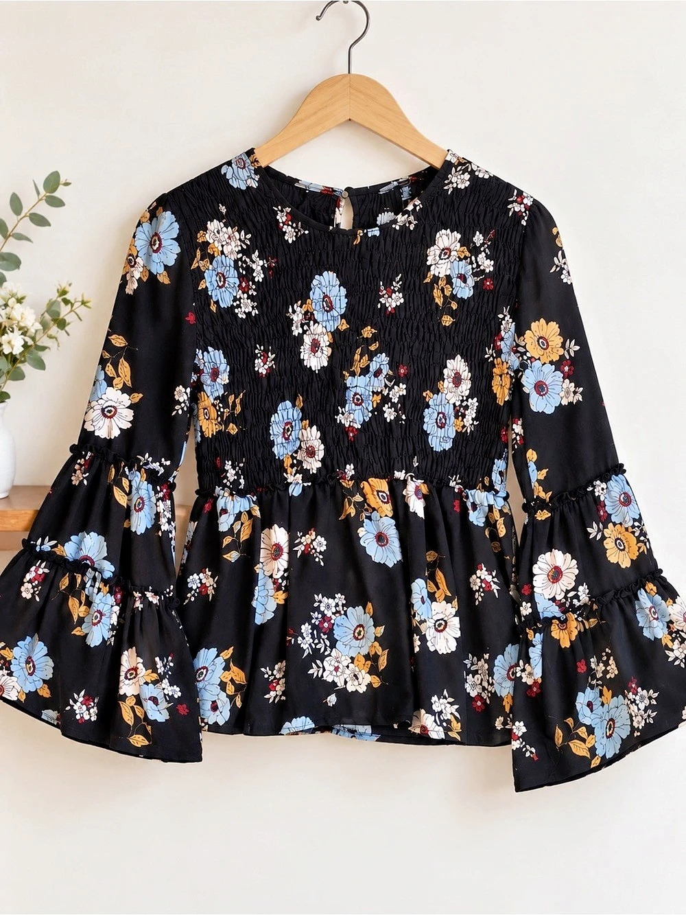 mm mm mm Floral Mini Dress in Black & Blue Size XS